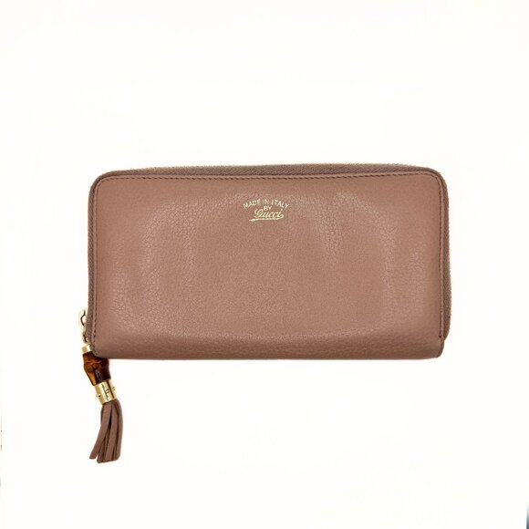 Gucci Beige Bamboo Tassel Zip Around Wallet - Picture 1 of 16
